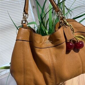 Coach “Lexi” Caramel Tan Pebbled Leather Shoulder Hobo Bag